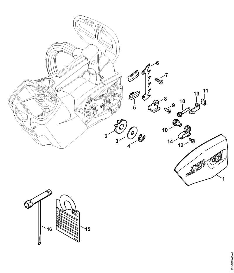 STIHL 1252-642-1202 Kettingtandwiel 1/4"P 10Z positie 2 technische tekening