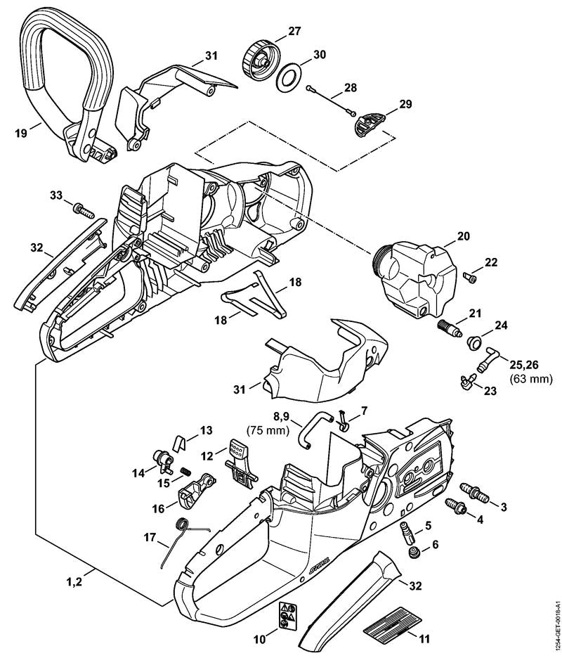 STIHL 1250-435-7800 Blokkeerknop positie 14 technische tekening