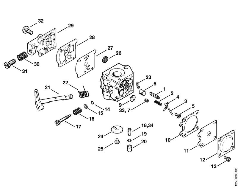 STIHL 1127-121-5602 Vaste sproeier 0.58 positie 33 technische tekening