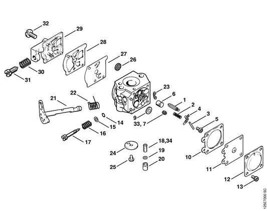 STIHL 1127-121-5602 Vaste sproeier 0.58 positie 33 technische tekening