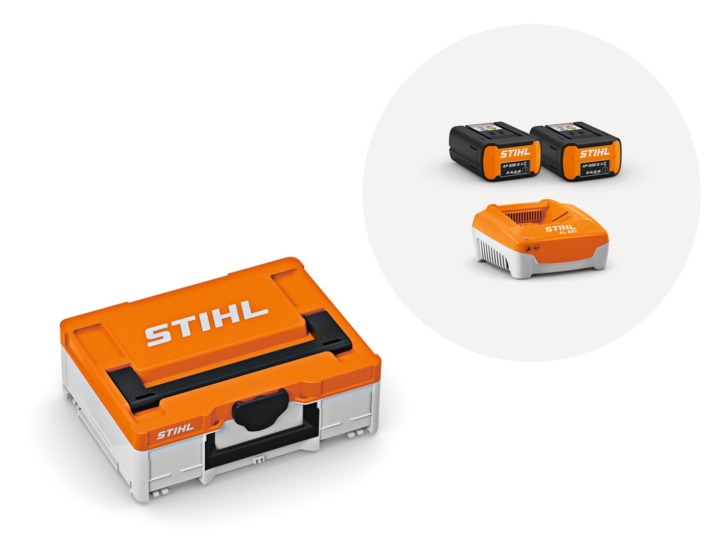 Accubox maat S set met twee AP 500 S accu’s en een AL 501 snellader