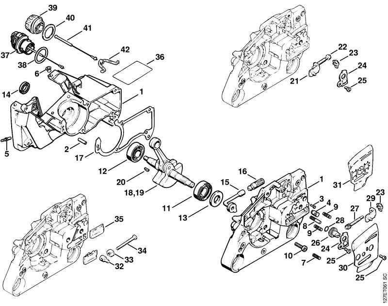 STIHL 1121-640-1905 Spanschuif positie 21 technische tekening