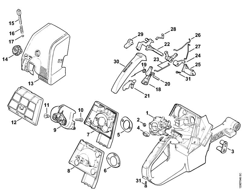 STIHL 1124-123-7500 Doorvoerrubber positie 3 technische tekening