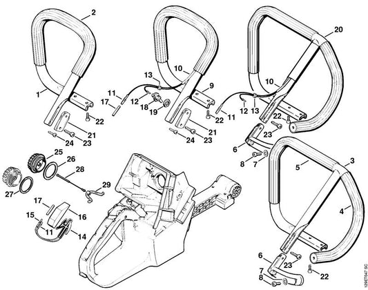 STIHL 1124-791-5500 Elleboog positie 6 technische tekening