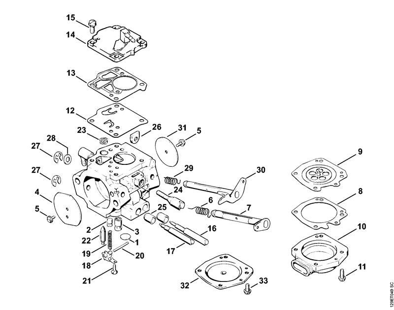 STIHL 1124-122-3000 Veer positie 19 technische tekening
