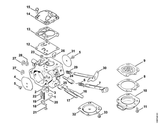 STIHL 1124-122-3000 Veer positie 19 technische tekening