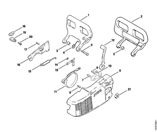 STIHL 1120-656-7700 Kettingvanger positie 19 technische tekening