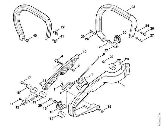 STIHL 1120-791-7605 Steun positie 20 technische tekening