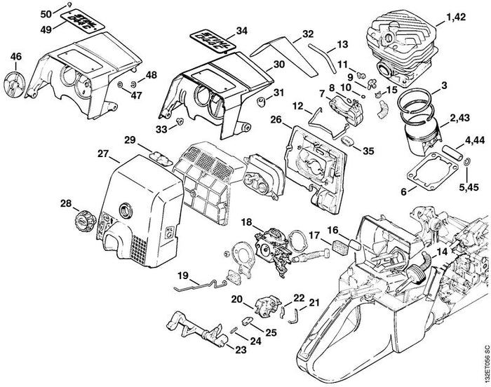 STIHL 1128-182-1501 Gasstang positie 19 technische tekening
