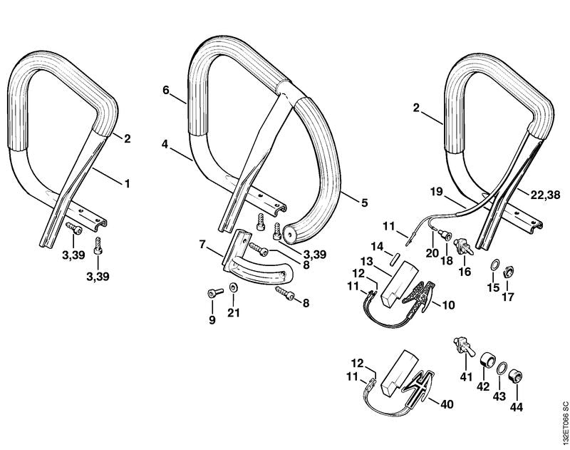 STIHL 1128-790-1752 Handgreep positie 22 technische tekening