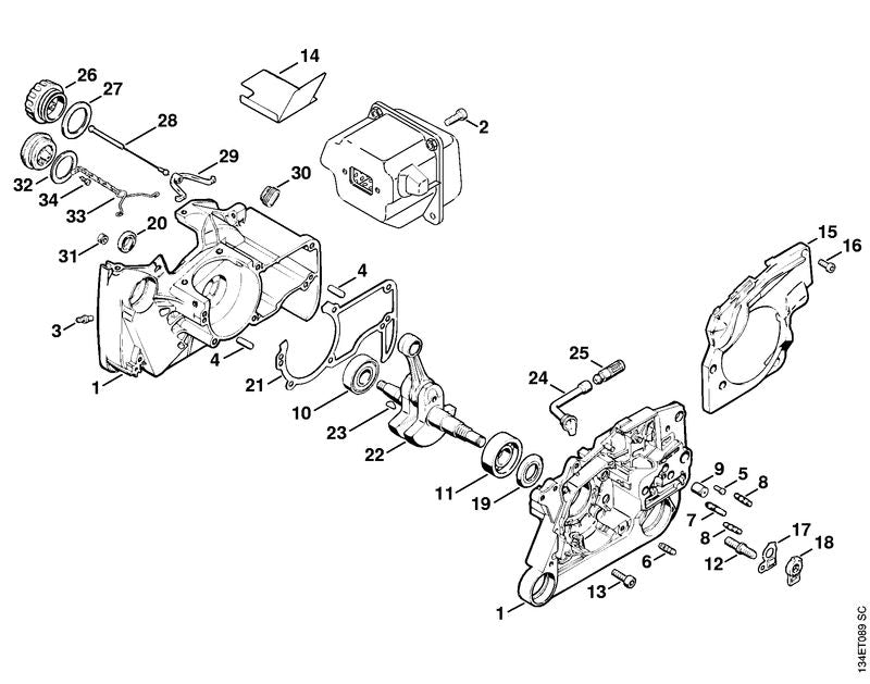 STIHL 1122-020-2101 Carter positie 1 technische tekening