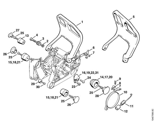 STIHL 1122-790-9103 Handbeschermer positie 1 technische tekening