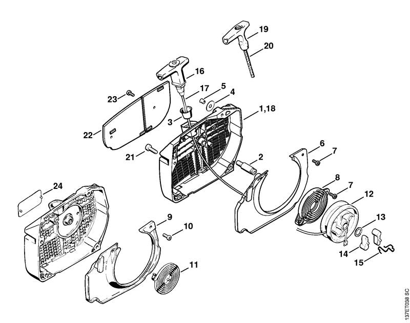 STIHL 1124-195-3500 Veer positie 15 technische tekening
