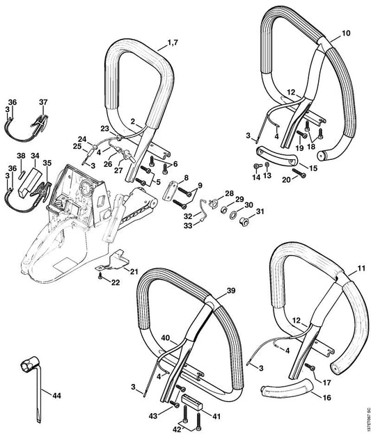 STIHL 1122-351-0901 Beschermer positie 21 technische tekening