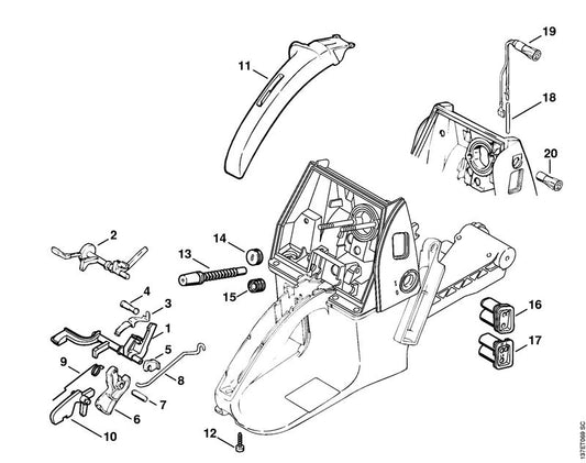 STIHL 1122-182-2100 Houder positie 5 technische tekening