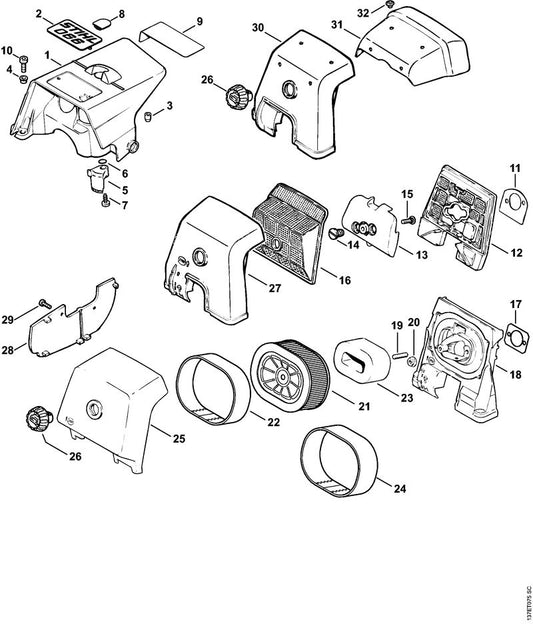 STIHL 1122-120-3411 Filterplaat positie 18 technische tekening