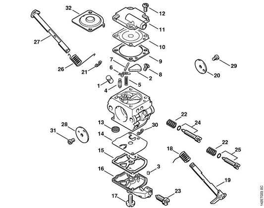 STIHL 1129-121-5400 Klepsproeier positie 1 technische tekening