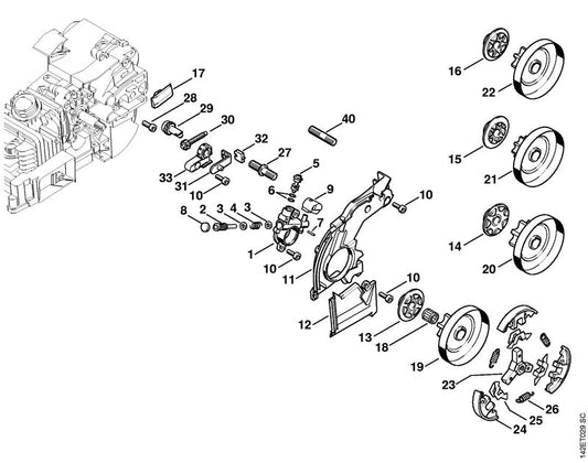 STIHL 1129-020-1150 Deksel positie -1 technische tekening