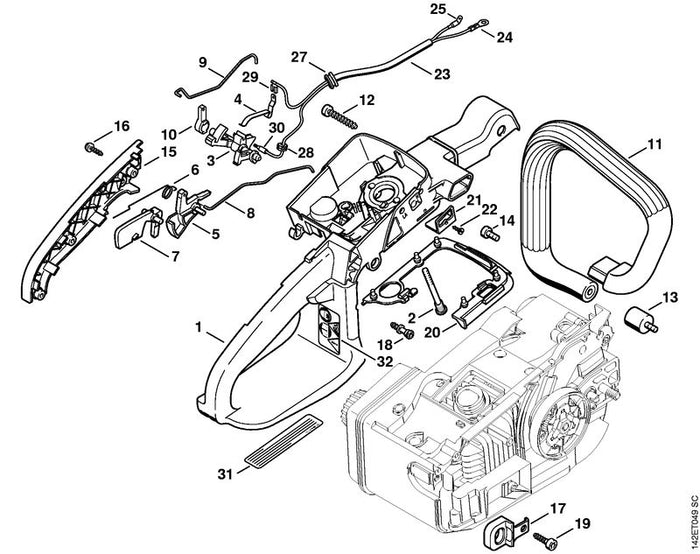 STIHL 1129-185-1902 Chokestang positie 9 technische tekening