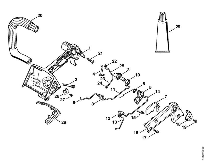 STIHL 1129-182-1500 Gasstang positie 13 technische tekening
