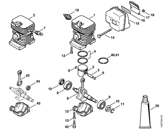 STIHL 1130-034-3001 Zuigerveer Ø 37x1,5 mm positie 40 technische tekening