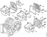 STIHL 1128-140-0603 Uitlaatdemper positie 1 technische tekening