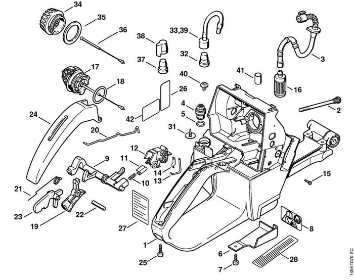 STIHL 1128-182-1500 Gasstang positie 20 technische tekening