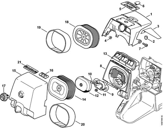 STIHL 1128-120-3404 Filterplaat positie 8 technische tekening