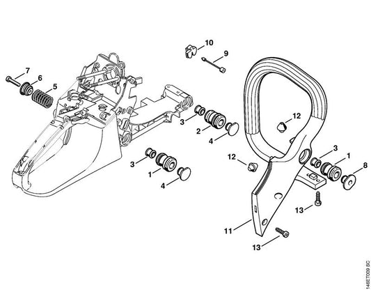 STIHL 1133-792-1600 Klem positie 10 technische tekening