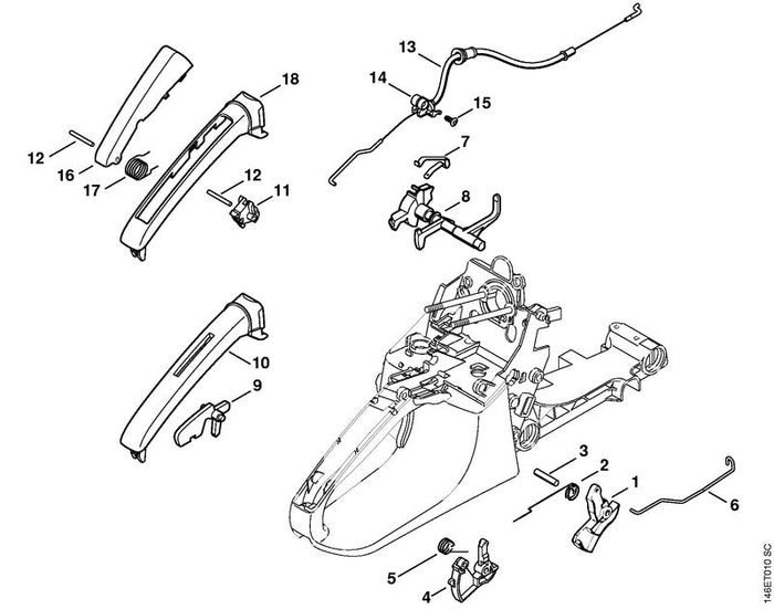STIHL 1133-182-1501 Gasstang positie 6 technische tekening