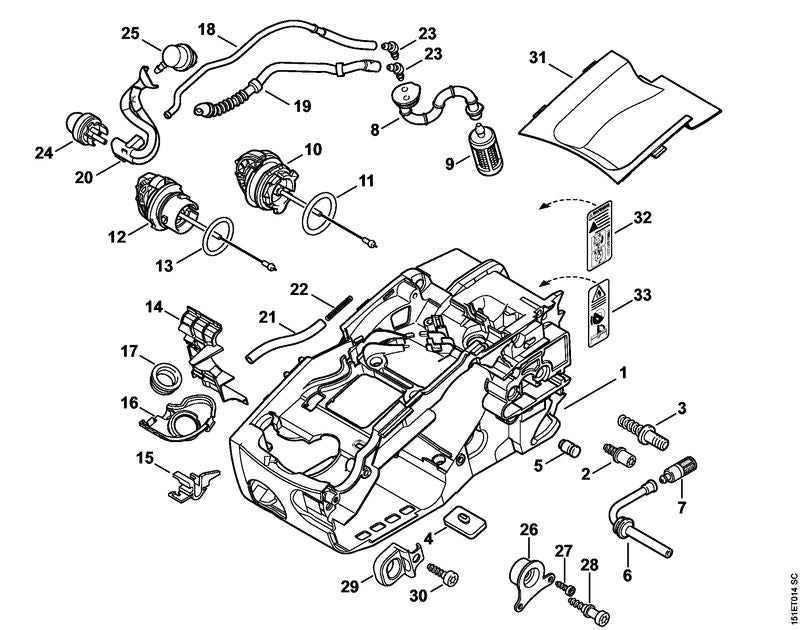STIHL 1137-351-4001 Isolatieplaat positie 14 technische tekening