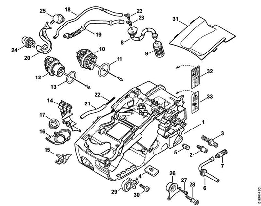 STIHL 1137-351-4001 Isolatieplaat positie 14 technische tekening