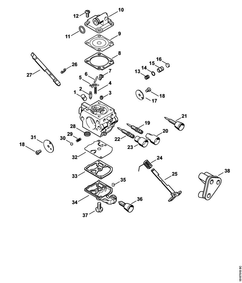 STIHL 1137-120-9701 Set pompzuiger positie -1 technische tekening