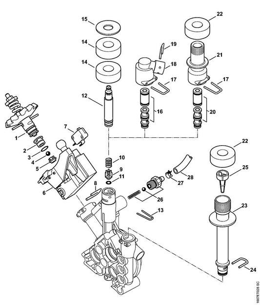STIHL 4768-701-4601 Beugel positie 8 technische tekening