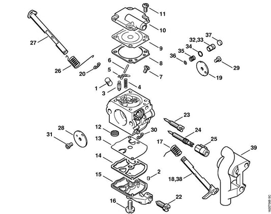 STIHL 1129-120-9702 Set pompzuiger positie 32 technische tekening