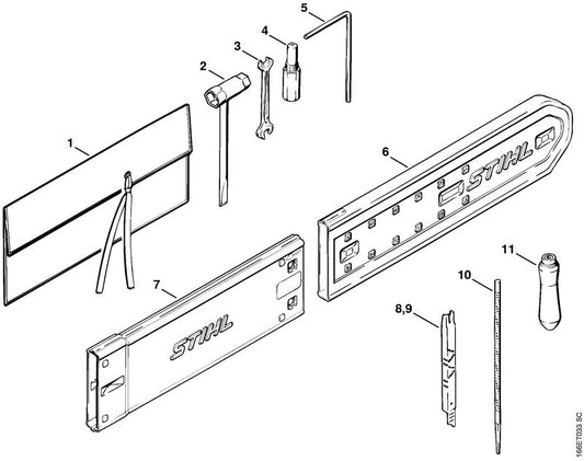 STIHL 1106-890-1400 Gereedschapsset positie -1 technische tekening