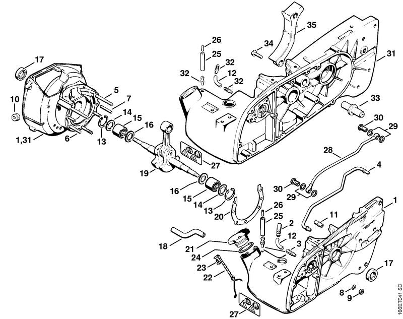 STIHL 1106-020-2100 Carter positie 1 technische tekening