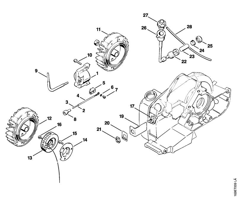 STIHL 1113-400-1310 Ontstekingsmoduul positie 1 technische tekening