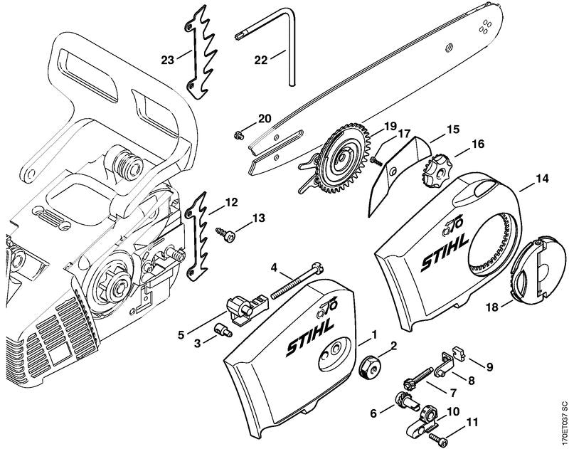 STIHL 1123-640-1900 Spanschuif positie 8 technische tekening
