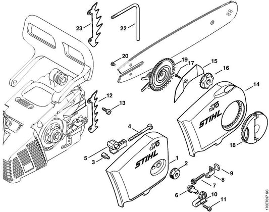 STIHL 1123-640-1900 Spanschuif positie 8 technische tekening