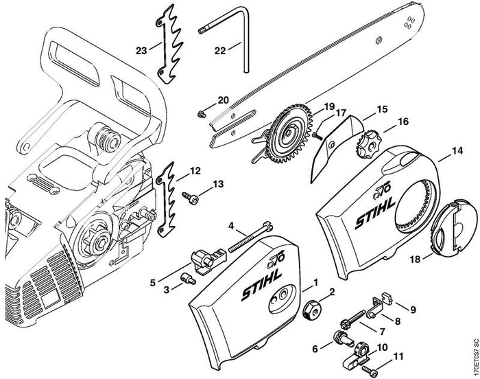 STIHL 1123-640-1900 Spanschuif positie 8 technische tekening