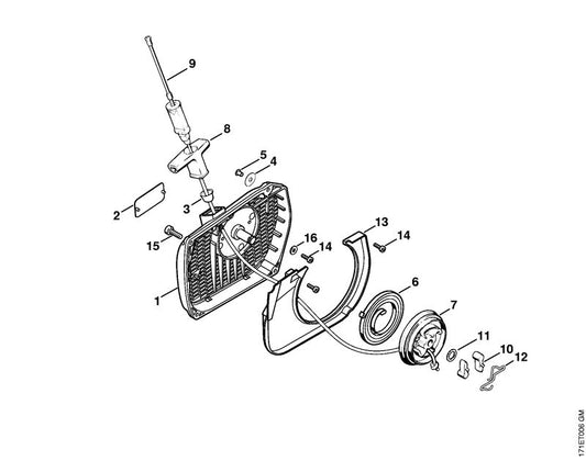 STIHL 1124-190-0605 Starterveer positie 6 technische tekening