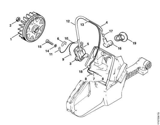 STIHL 1125-448-1201 Kabelsteun positie 6 technische tekening