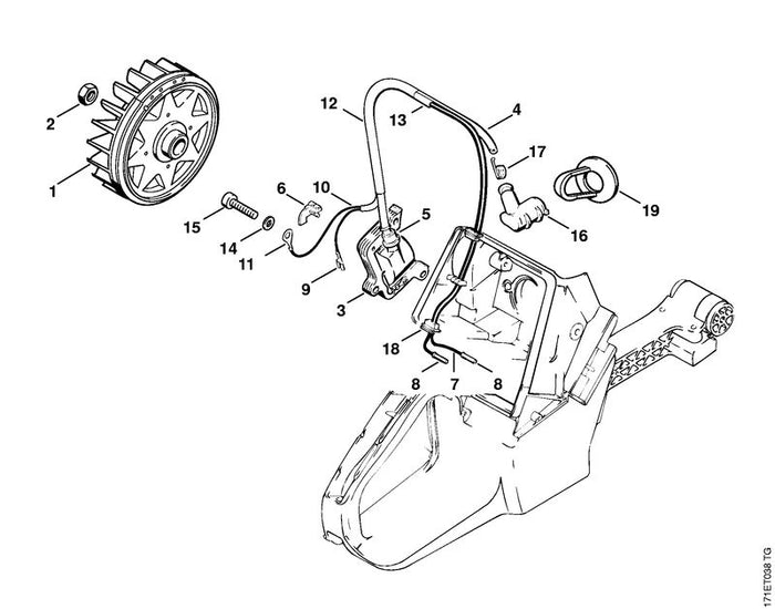 STIHL 1125-448-1201 Kabelsteun positie 6 technische tekening