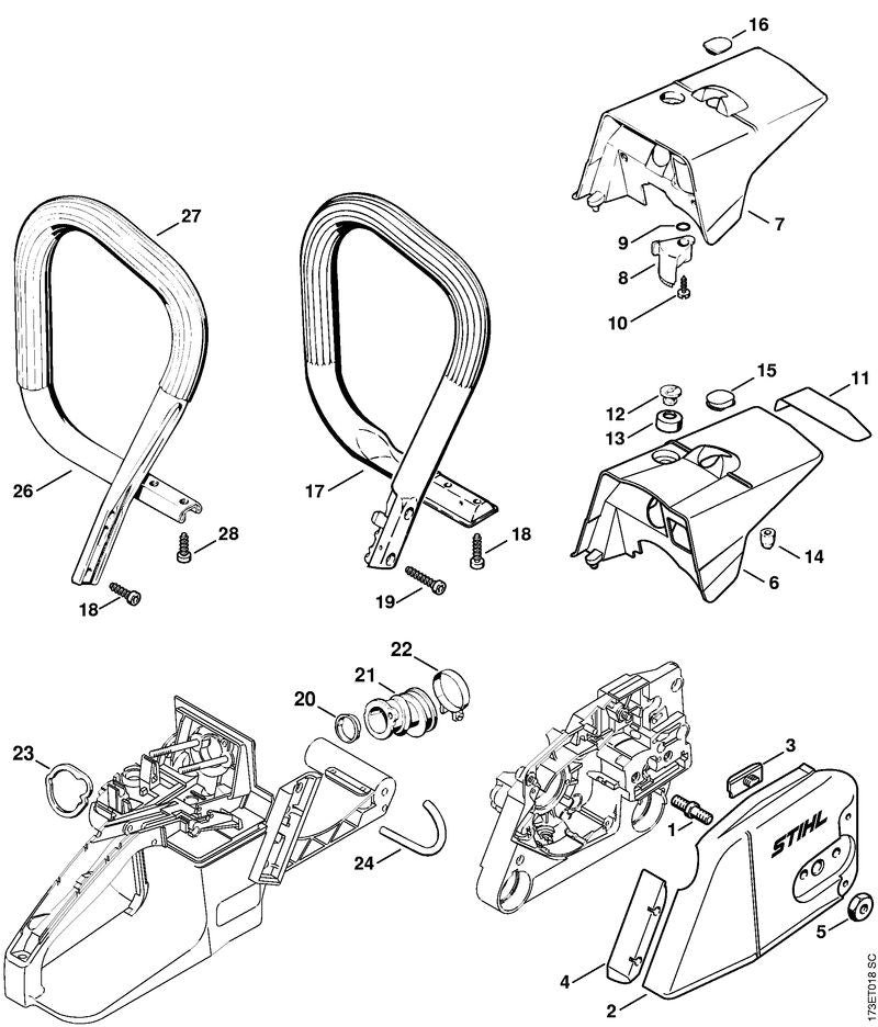 STIHL 1125-790-1751 Handgreep positie 26 technische tekening