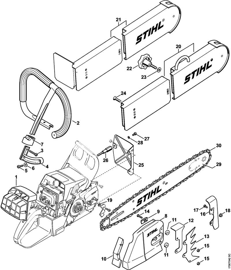 STIHL 1128-664-0501 Velkam positie 13 technische tekening
