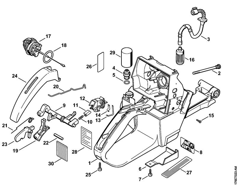 STIHL 1128-350-0850 Tankhuis positie 1 technische tekening