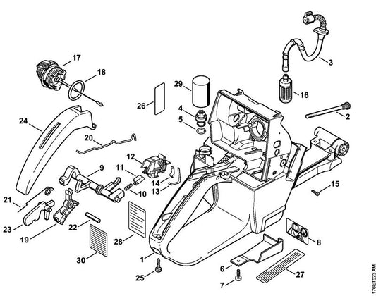 STIHL 1128-350-0850 Tankhuis positie 1 technische tekening