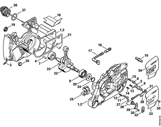 STIHL 1124-791-2800 Aanslagrubber positie 25 technische tekening