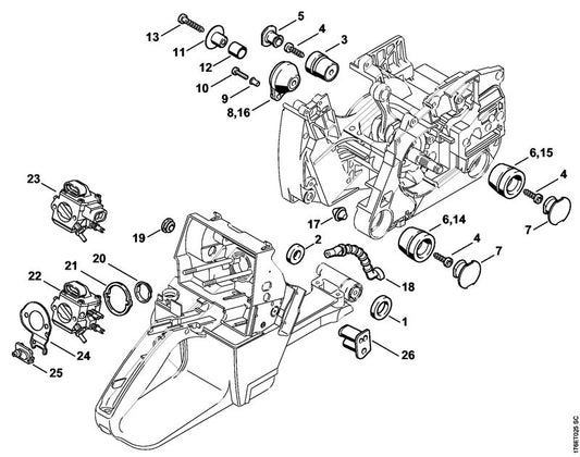 STIHL 1121-790-9904 AV-rubber positie 6 technische tekening